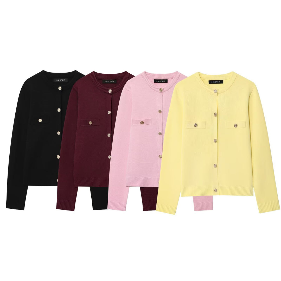 Damen Cardigan mit Knopfdetails und Brusttaschen Drune