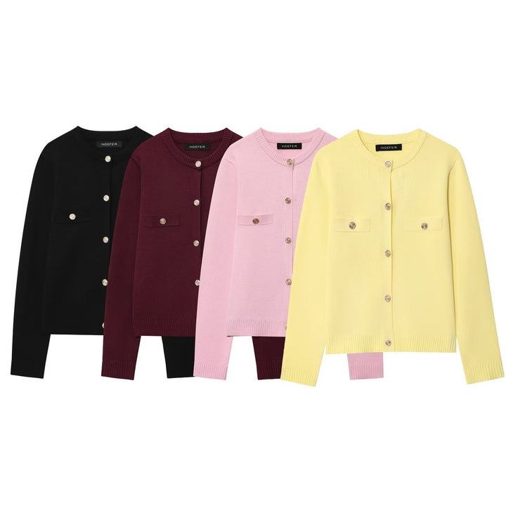 Damen Cardigan mit Knopfdetails und Brusttaschen Drune