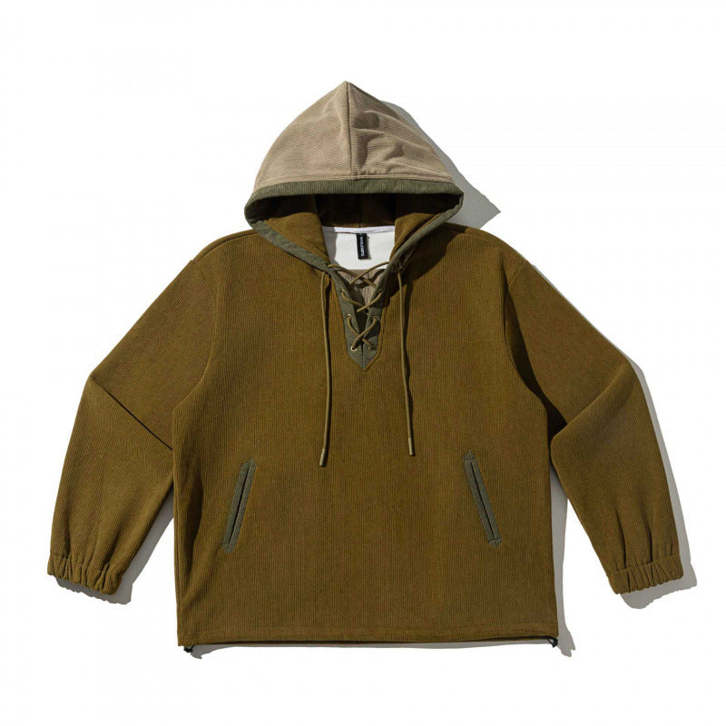 Unisex Oversize Kapuzenpullover mit Schnürung und Kängurutaschen Drune