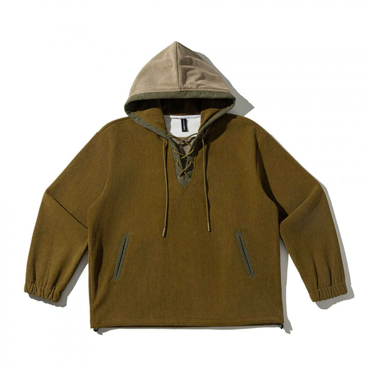 Unisex Oversize Kapuzenpullover mit Schnürung und Kängurutaschen Drune