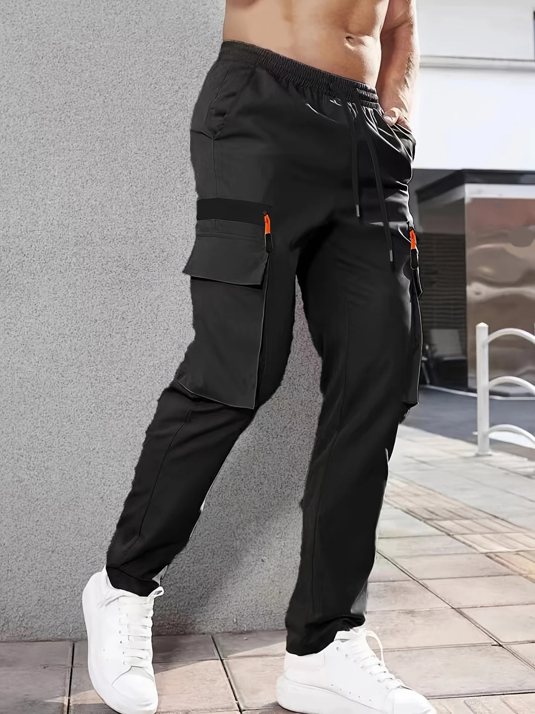 Herren Utility-Cargohose im Joggerstil mit elastischem Bund und Multifunktions-Taschen Drune
