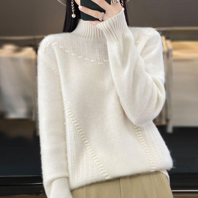 Damen Strickpullover mit strukturiertem Kragen und asymmetrischem Schnitt Drune