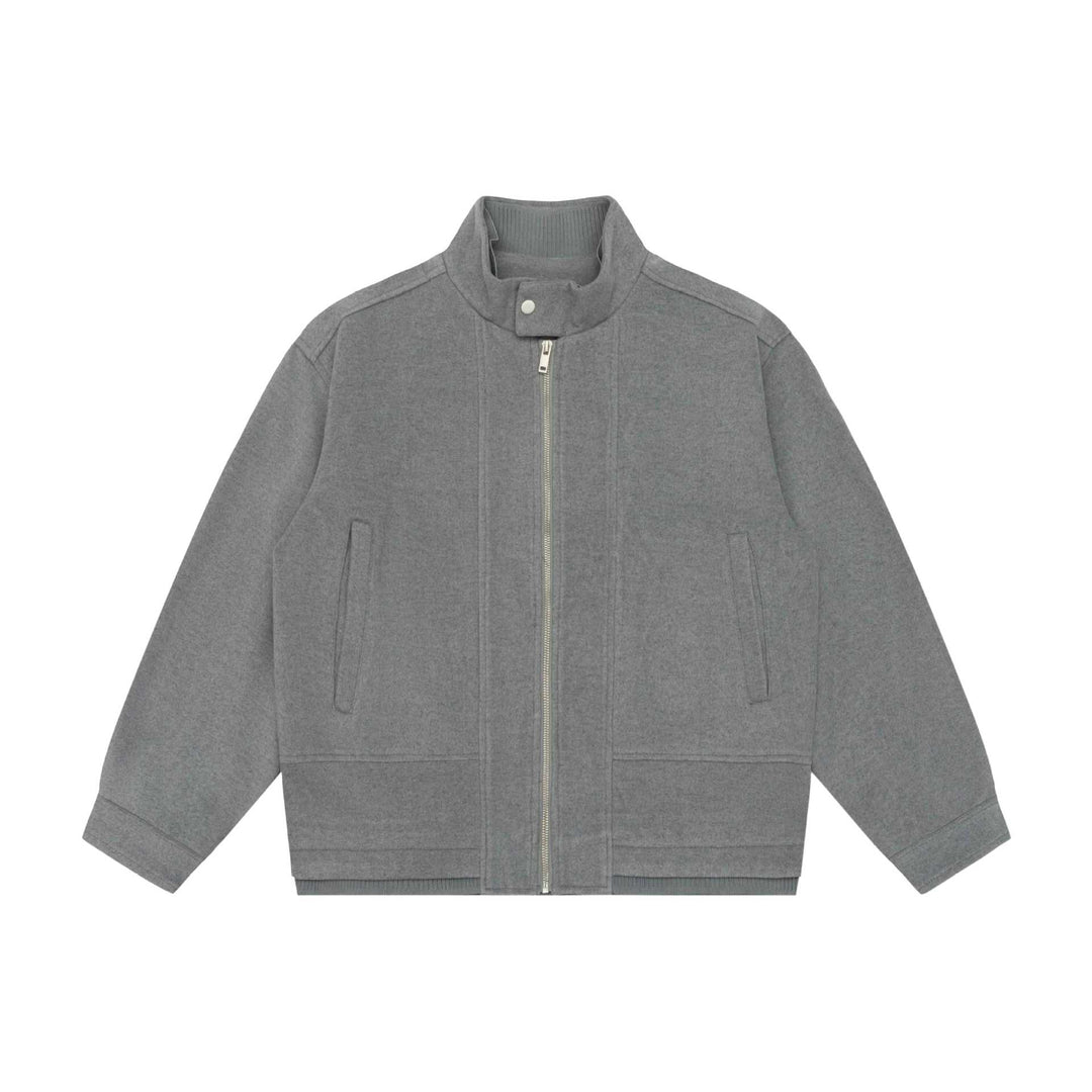 Herren Boxy-Wollmix-Zipblouson mit hohem Rippkragen und verdeckter Frontklappe Drune