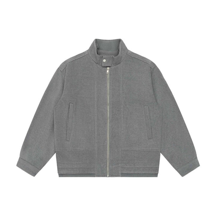 Herren Boxy-Wollmix-Zipblouson mit hohem Rippkragen und verdeckter Frontklappe Drune
