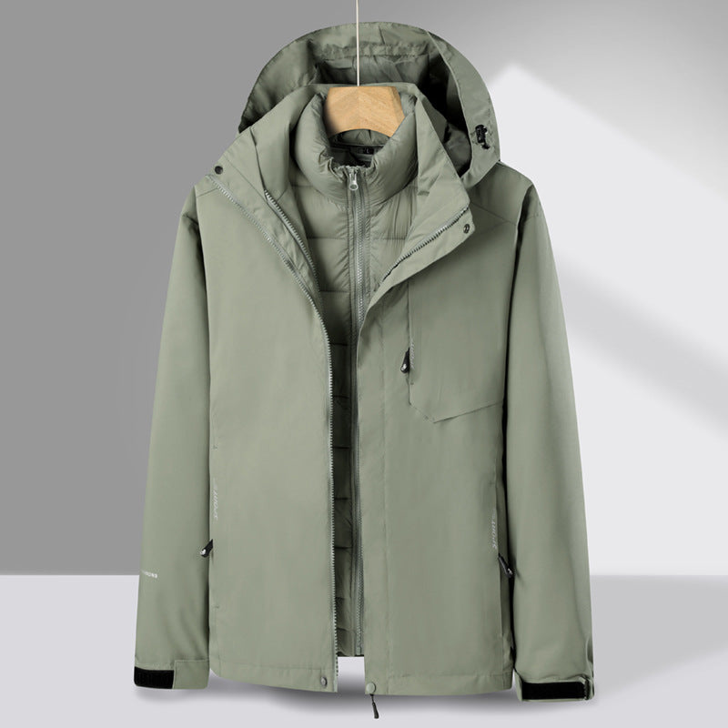 Herren dreiteiliger Übergangsparka mit abnehmbarer gesteppter Innenjacke und wetterfester Softshell-Außenlage Drune