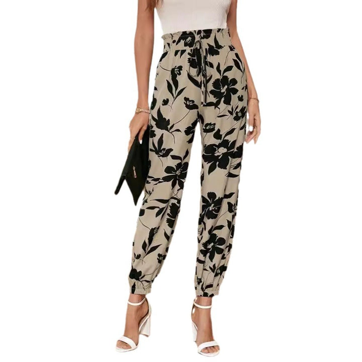 Damen trendige Blumendruck-Hosen Drune