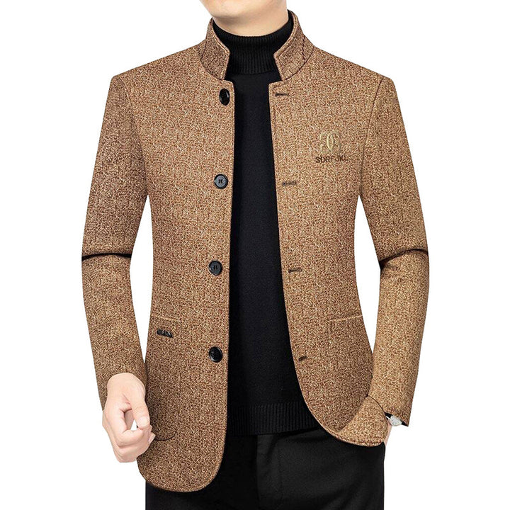 Herren Moderner Stehkragen-Blazer im Travel-Stil mit wattierter Innenfütterung Drune