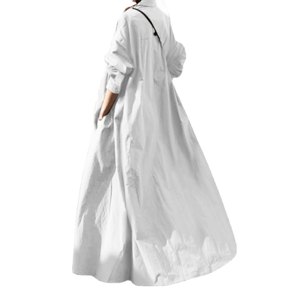 Damen Oversize-Hemdblusenkleid in A-Linie mit Hemdkragen Drune