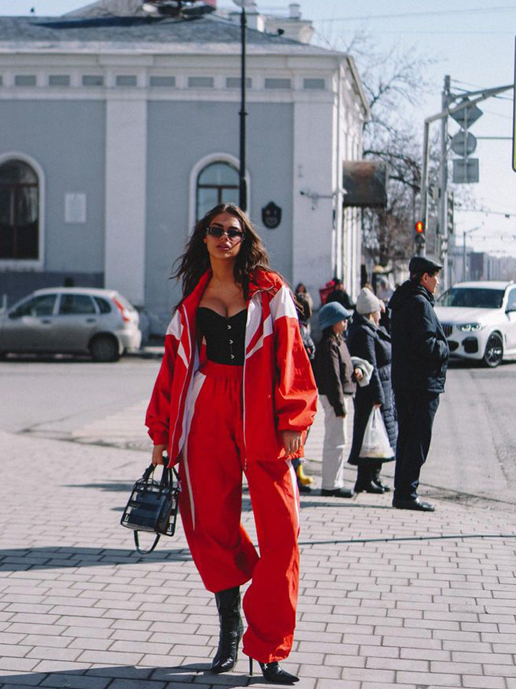 Damen Trendy Sportanzug mit lässigem Schnitt und praktischen Taschen Drune