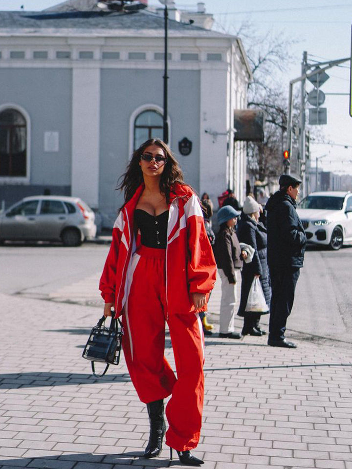 Damen Trendy Sportanzug mit lässigem Schnitt und praktischen Taschen Drune