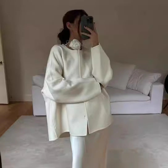 Damen elegante Oversized Jacke mit voluminösem Kragen Drune