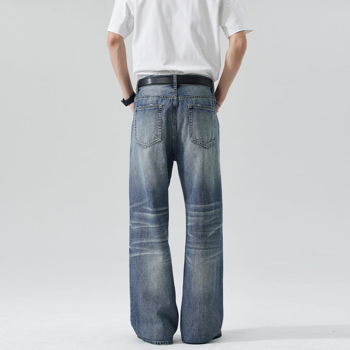 Herren Locker geschnittene Stonewashed-Denim-Jeans mit extra weitem Bein Drune