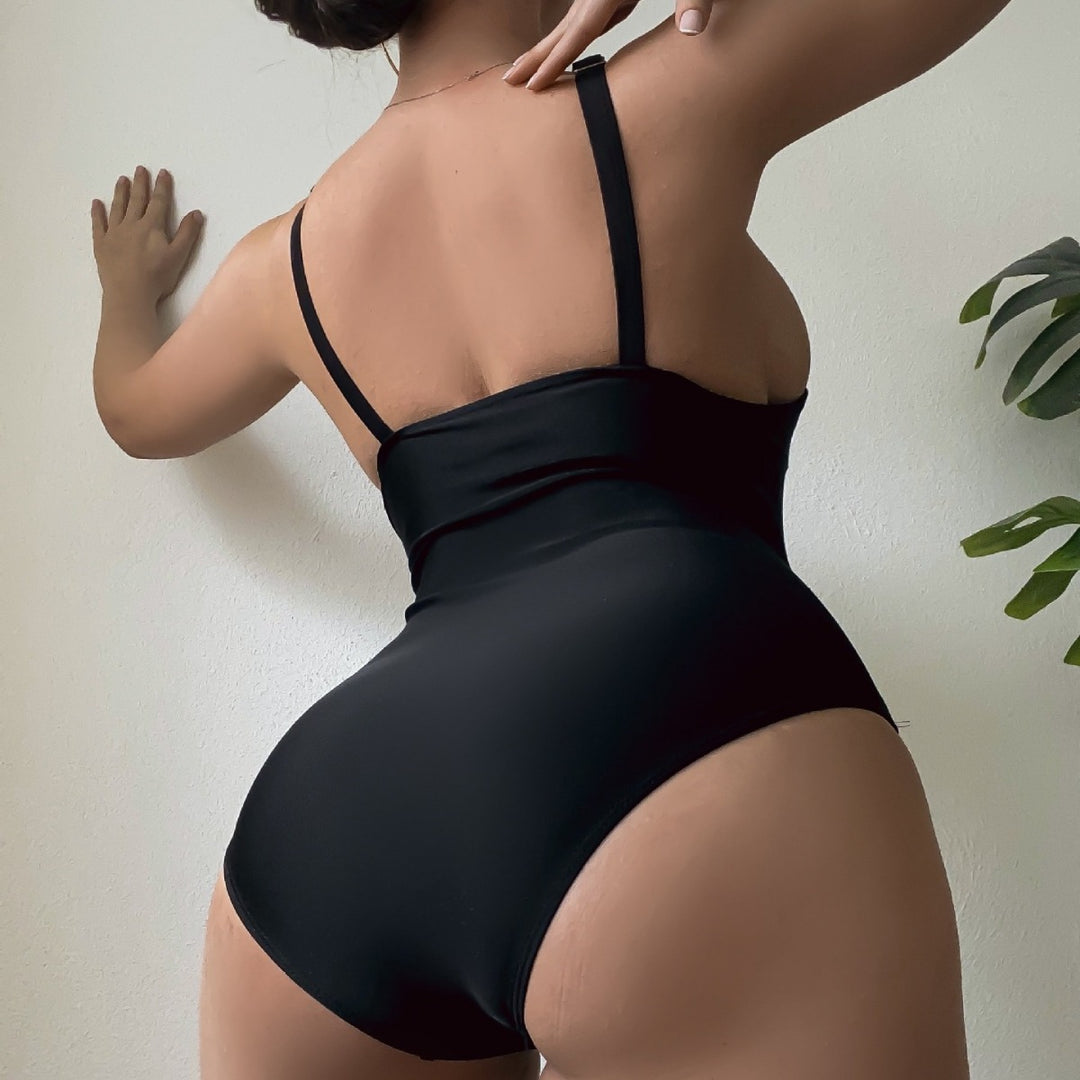 Damen Einteiliger Badeanzug mit transparenten Einsätzen und asymmetrischem Design Drune