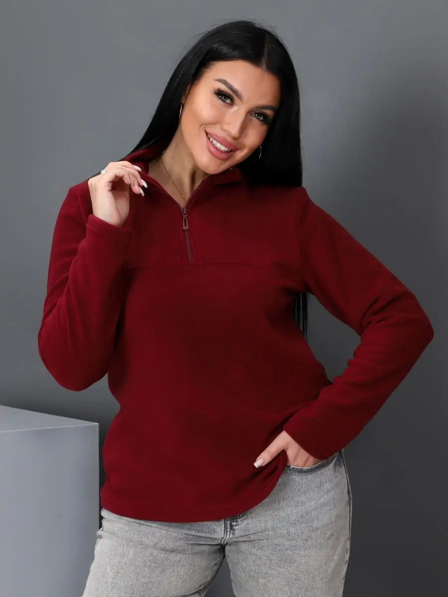 Damen Fleeceoberteil mit kurzem Halbzip und Stehkragen Drune