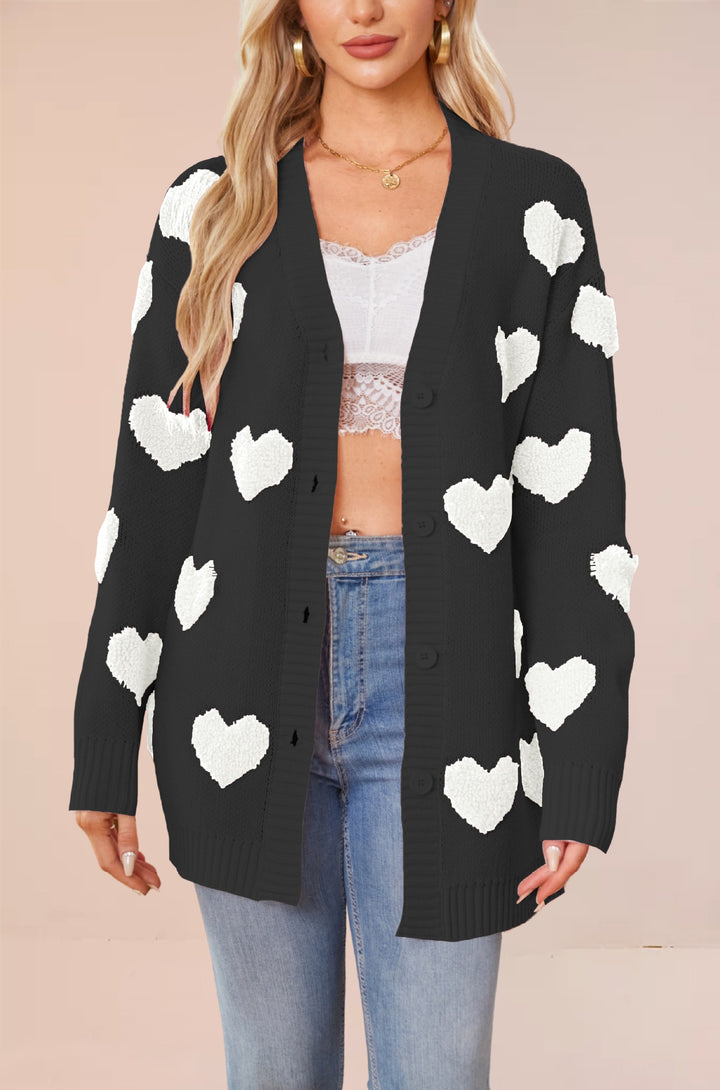 Damen Strickjacke mit Herzmuster und komfortablem Schnitt Drune
