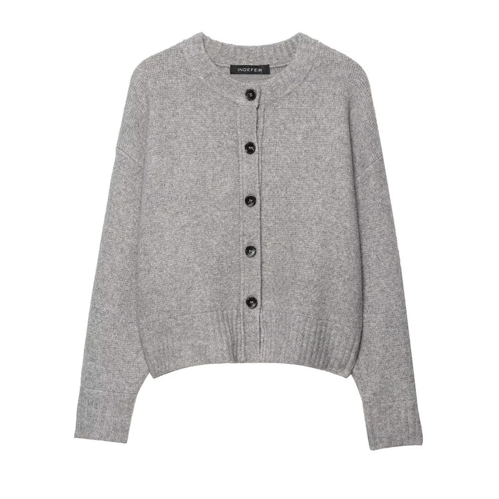 Damen lässiger Strickcardigan mit Knopfdetails Drune