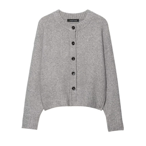 Damen lässiger Strickcardigan mit Knopfdetails Drune