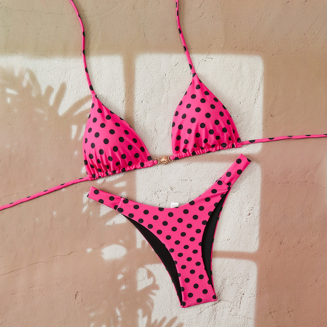 Damen Modischer Triangel-Bikini mit verspieltem Schmuckelement Drune