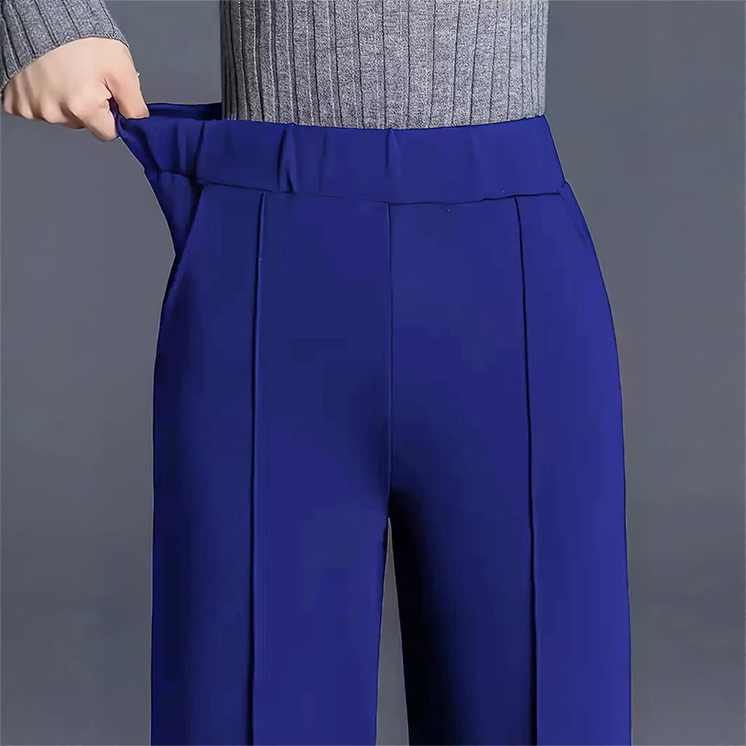 Damen Elegante hochtaillierte Palazzo-Hose mit Bügelfalte und weitem Bein Drune