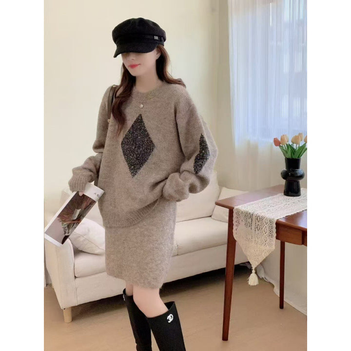 Damen Strickpullover mit elegantem Diamantmotiv und gemütlichem Schnitt Drune