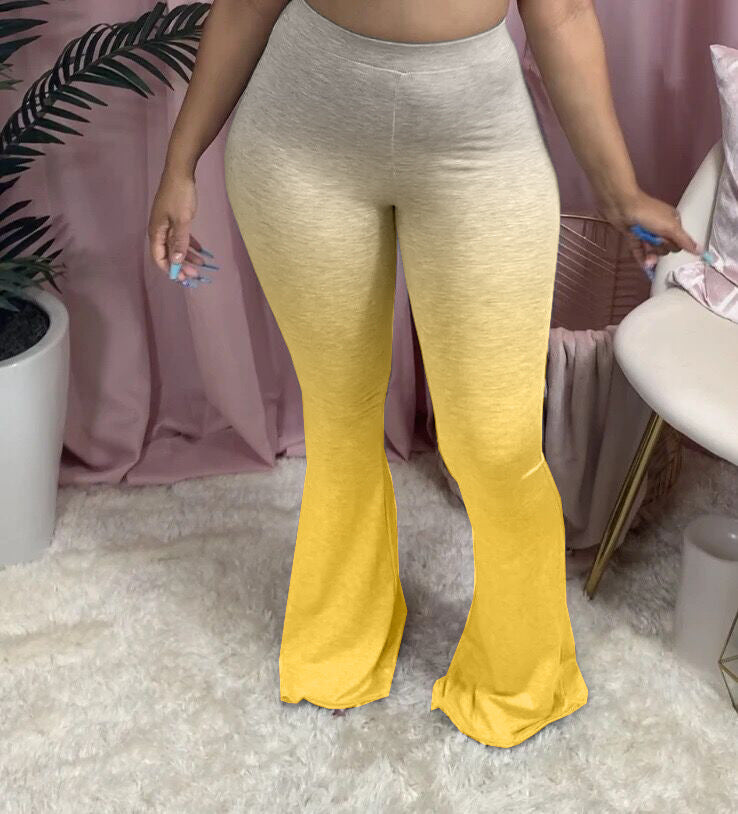 Damen Sportliche Flared Leggings mit Farbverlauf Drune