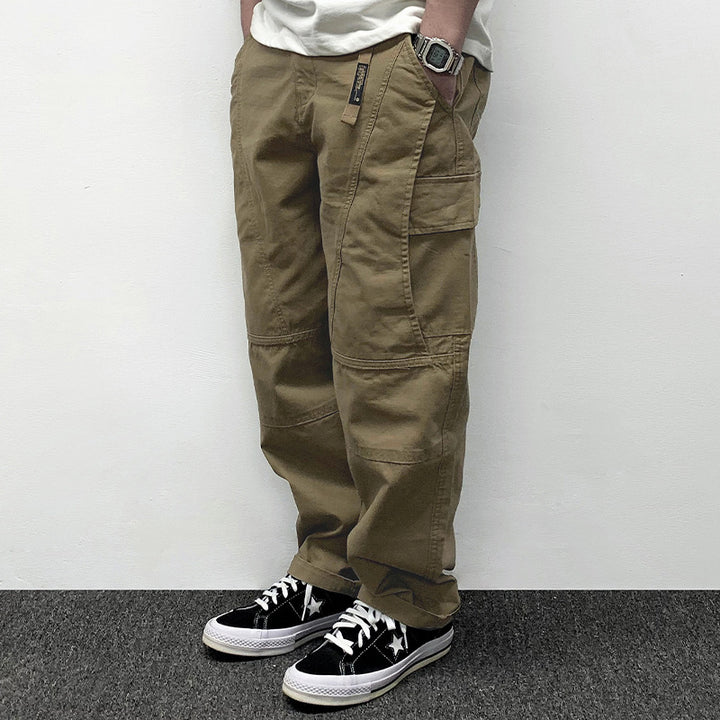 Herren Lässige Baggy-Cargo-Hose mit Knieabnähern, Multitaschen und Workwear-Details Drune