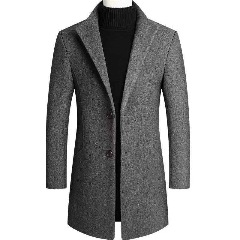 Herren eleganter Wollmantel mit modernem Schnitt und klassischen Details Drune