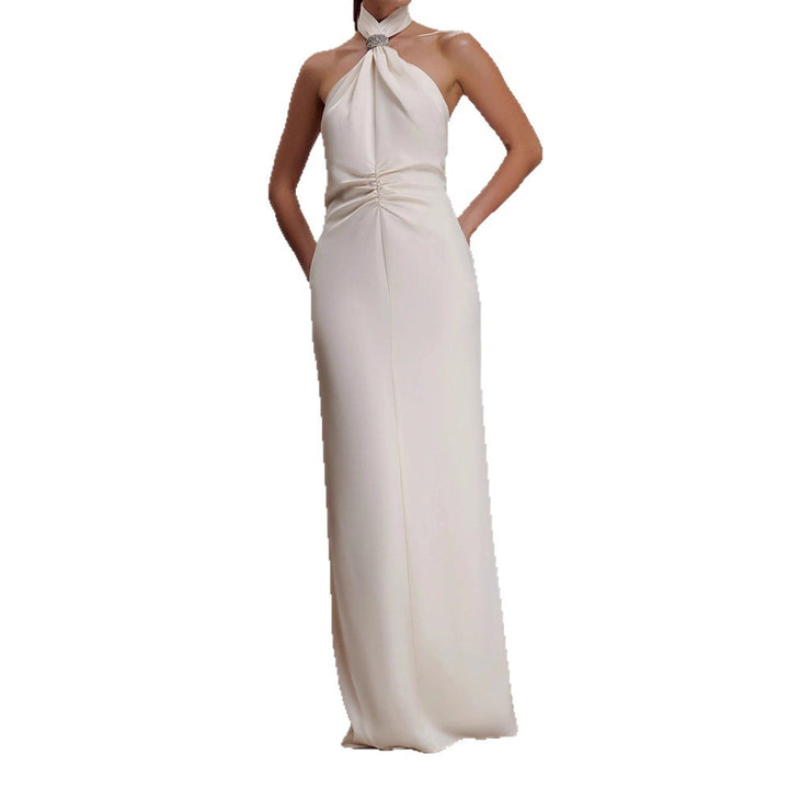Damen Elegantes Halterkleid mit Raffung Drune