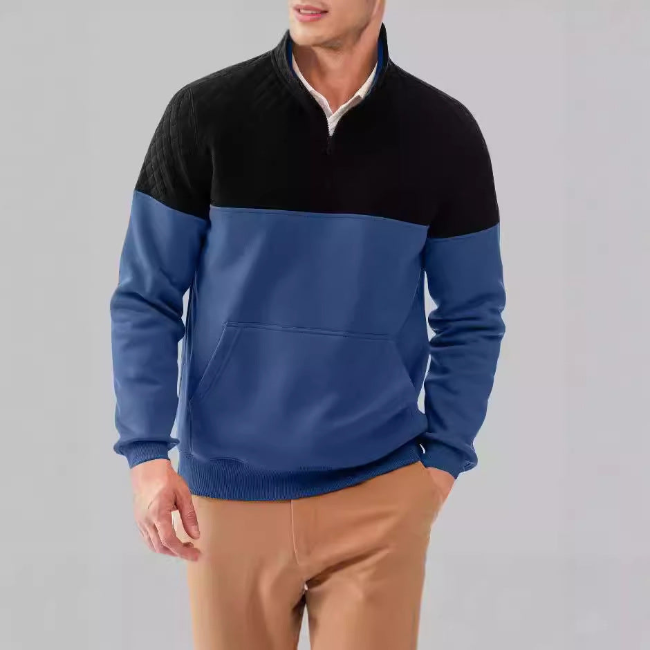Herren Fleece-Pullover mit Steppdetails und hohem Kragen Drune
