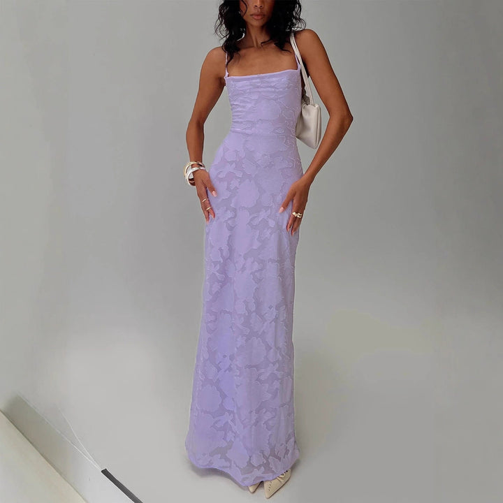 Damen Elegantes Abendkleid mit floralem Spitzenmuster und Spaghettiträgern Drune