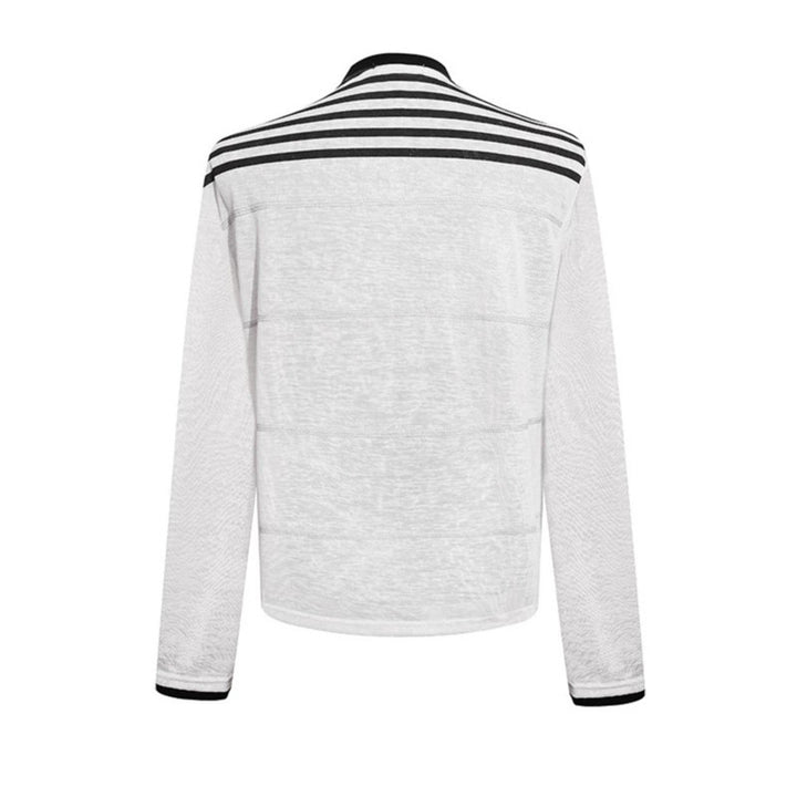 Damen Langarmshirt mit Statement-Print, Sportstreifen und strukturierter Slub-Optik Drune