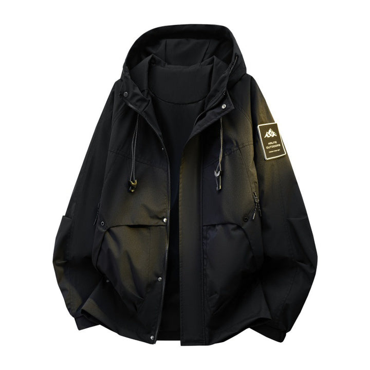 Herren Wattierte Kapuzen-Utility-Jacke mit abnehmbarem Innenfutter & hohem Stehkragen Drune
