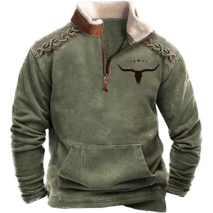 Herren Wärmender Fleece-Pullover mit Stehkragen Drune