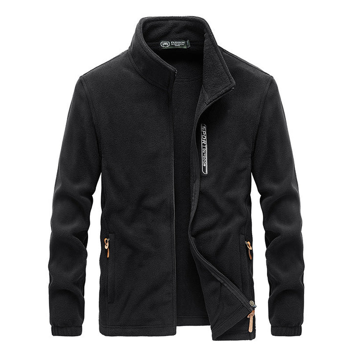 Herren Microfleece-Outdoorjacke mit Stehkragen, Reißverschluss und zipptaschen Drune