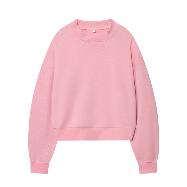 Damen Oversized kurzgeschnittenes Sweatshirt mit geripptem Halsausschnitt Drune