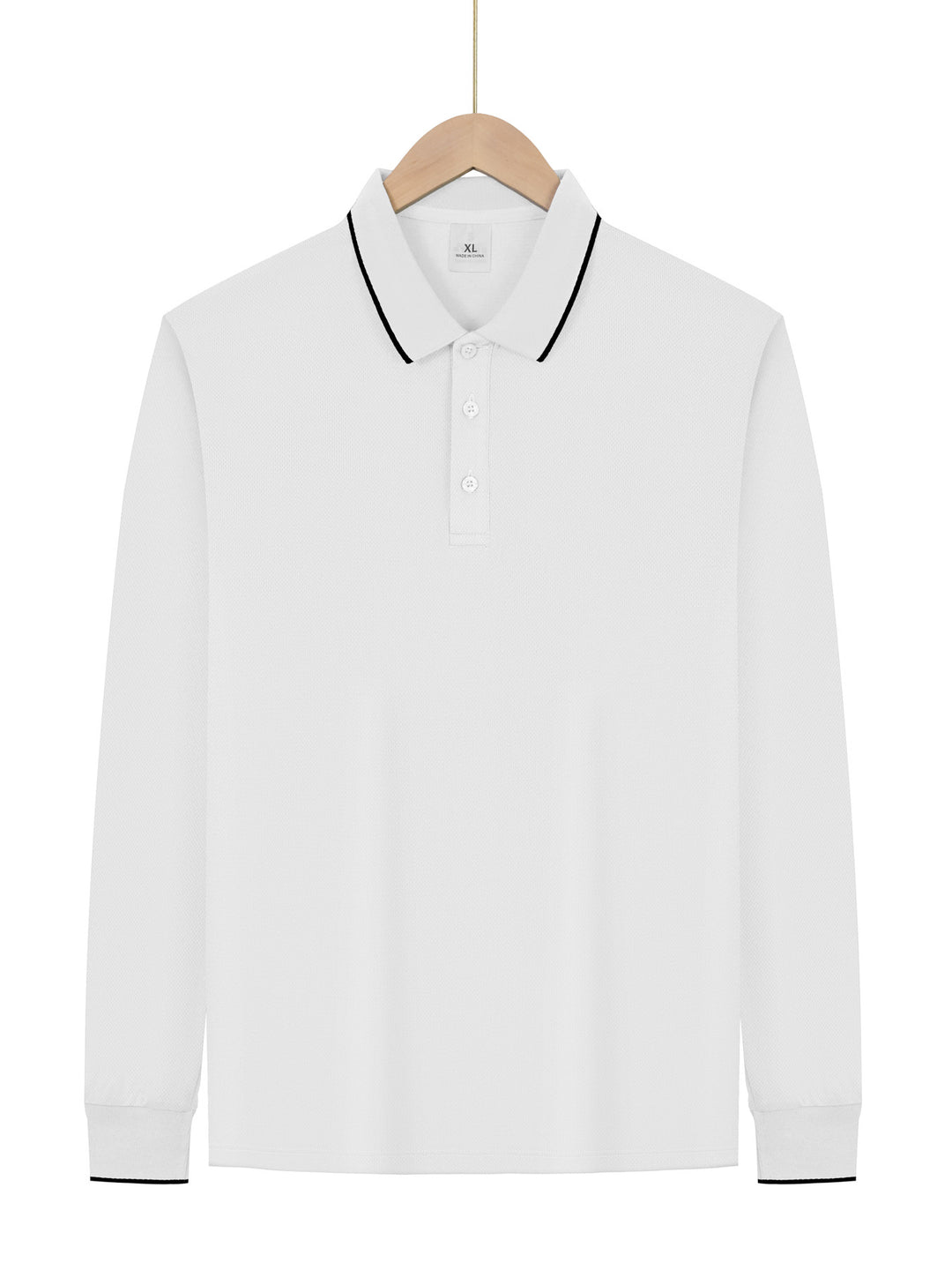 Herren nan langärmeliges Piqué-Poloshirt mit Kontrastpaspel am Kragen und Bündchen Drune