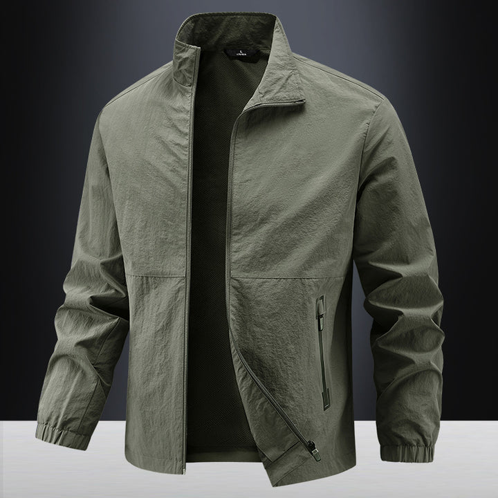 Herren Leichte technische Übergangsjacke mit Stehkragen atmungsaktivem Mesh-Futter und wasserabweisenden Reißverschlusstaschen Drune