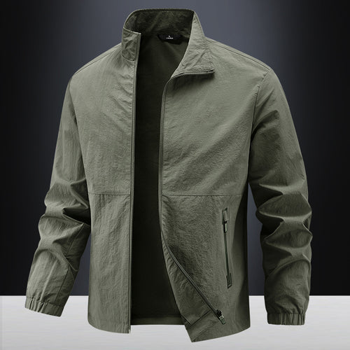 Herren Leichte technische Übergangsjacke mit Stehkragen atmungsaktivem Mesh-Futter und wasserabweisenden Reißverschlusstaschen Drune