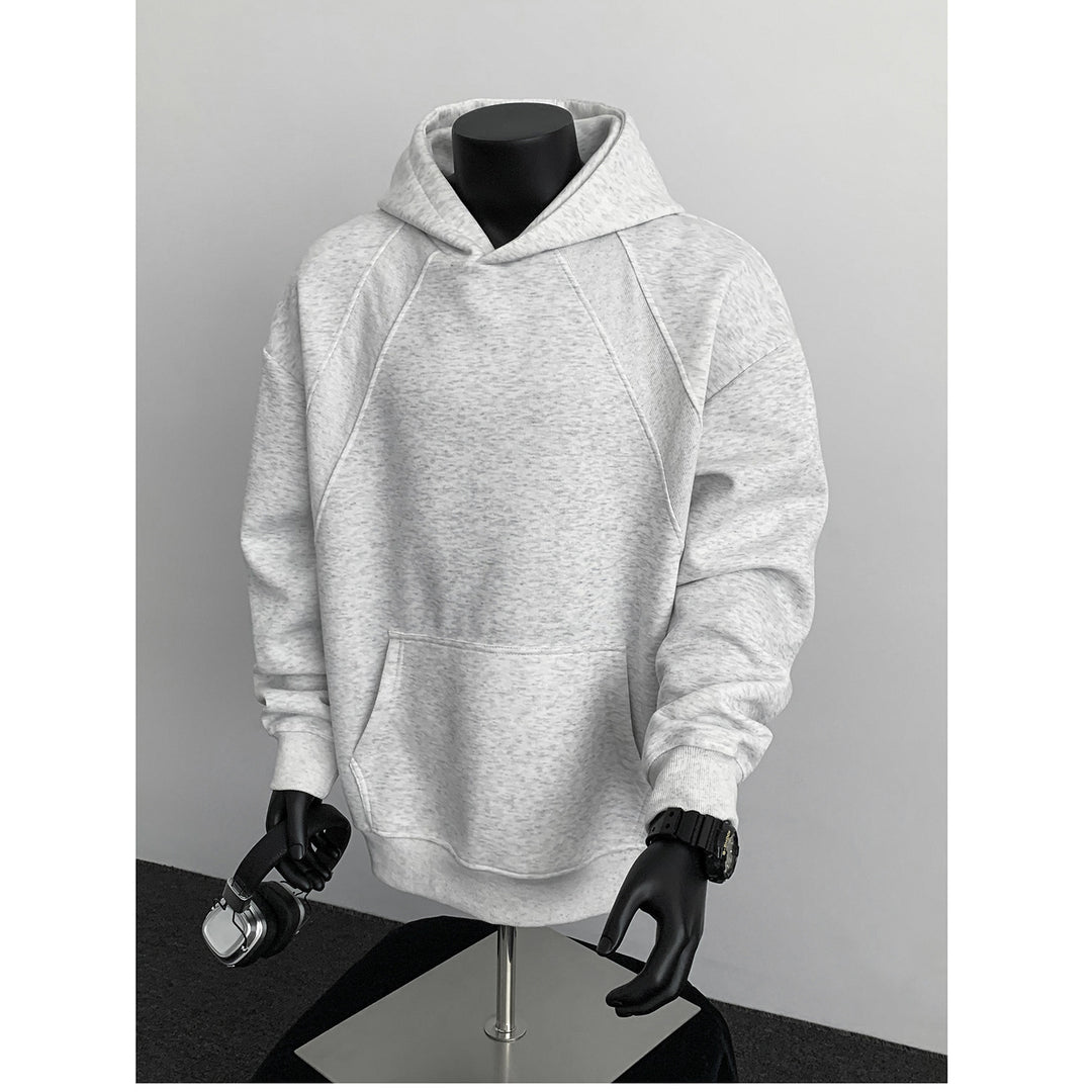 Herren Oversize-Kapuzenpullover mit diagonalem Einsatz und Kängurutasche Drune