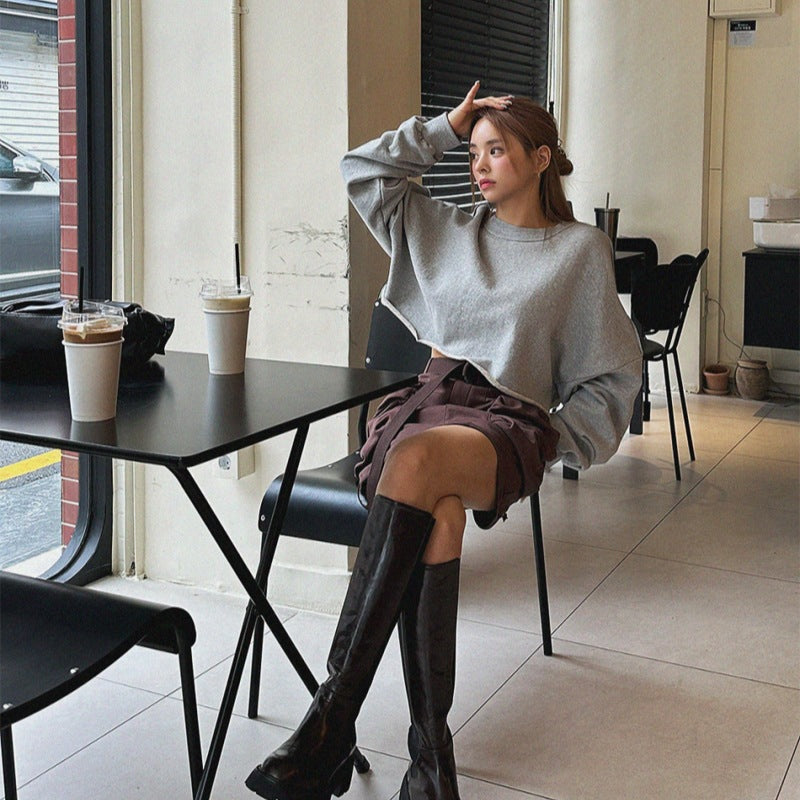 Damen lässiger oversized Pullover mit voluminösen Ärmeln Drune