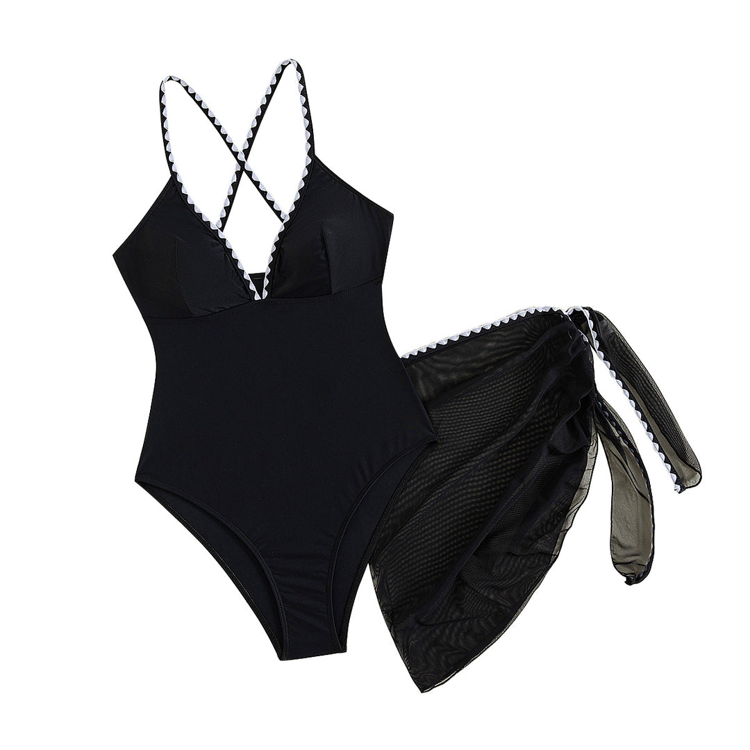 Damen Einteiliger Badeanzug mit trendigem Cut-Out und raffiniertem Überwurf Drune