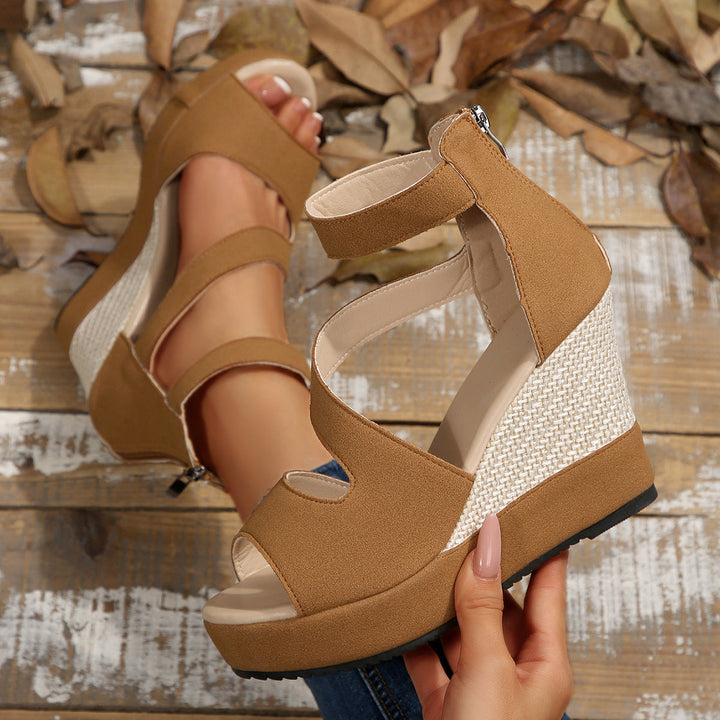 Damen Keil-Sandalen mit atmungsaktiven Riemen und rutschfester Sohle Drune
