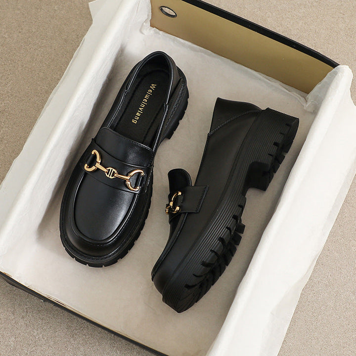 Damen Mokassin-Schuhe mit modischer Schnallenverzierung und robuster Sohle Drune