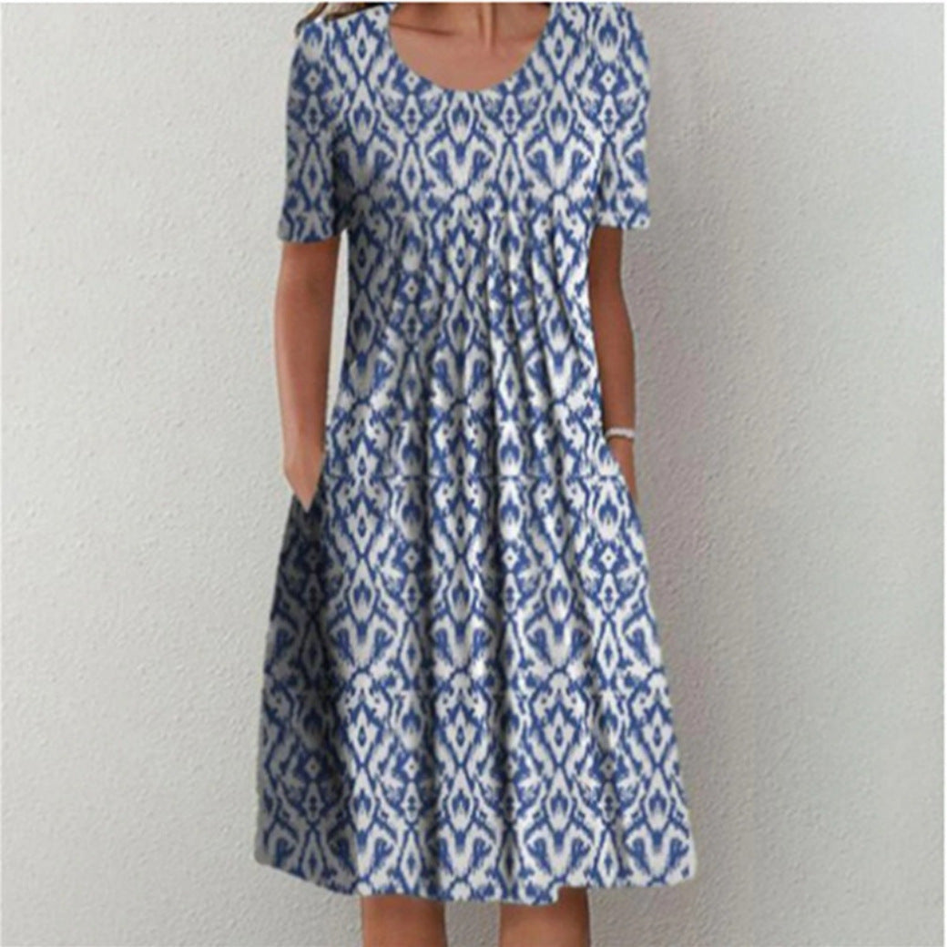 Damen Midi-Kleid mit elastischem Bund und seitlichen Taschen Drune
