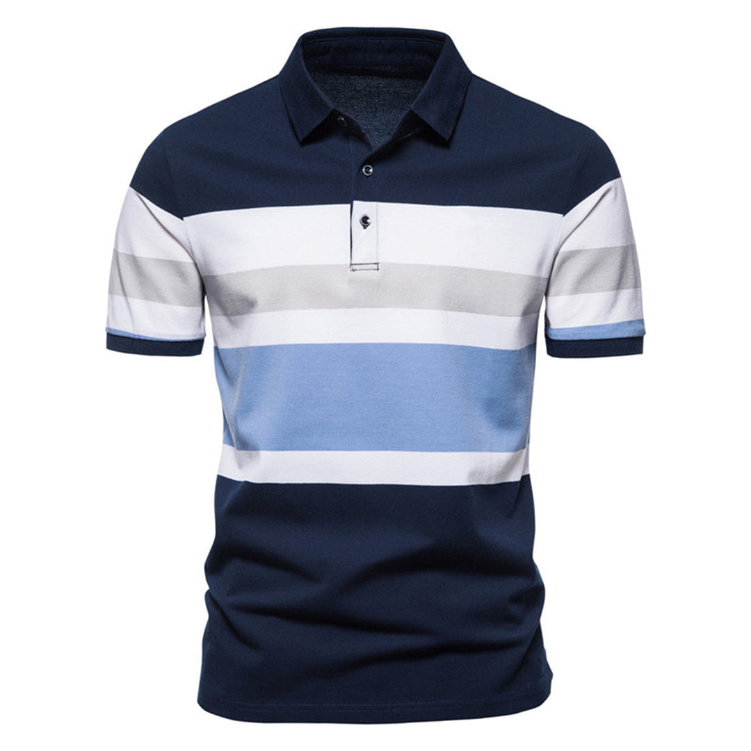 Herren Poloshirt mit modernem Streifenmuster und atmungsaktiver Baumwolle Drune