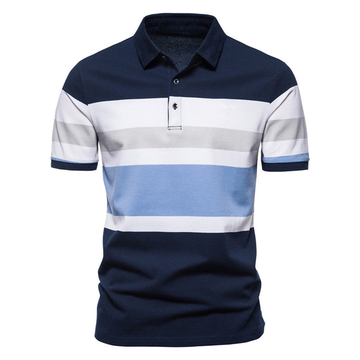 Herren Poloshirt mit modernem Streifenmuster und atmungsaktiver Baumwolle Drune