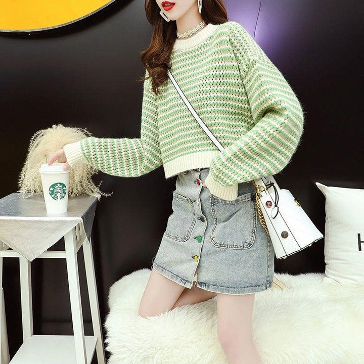 Damen modischer Strickpullover mit Wellenmuster und oversized Schnitt Drune