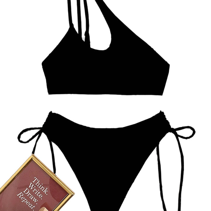 Damen Einseitiger Bikini mit asymmetrischem Ausschnitt und seitlichem Bindeband Drune