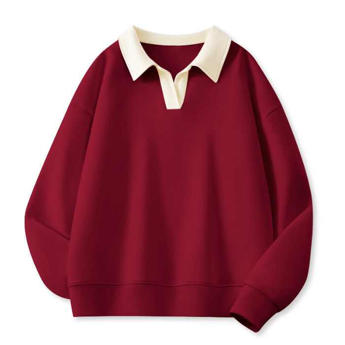 Damen Stilvolles V-Ausschnitt Fleece Pullover Sweatshirt Drune