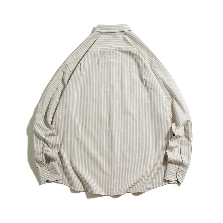 Herren Oversize Streifenhemd mit Knopfkragen und Brusttasche Drune